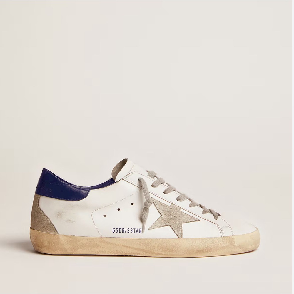 GOLDEN GOOSE Women's Super-Star with suede star and blue heel tab
